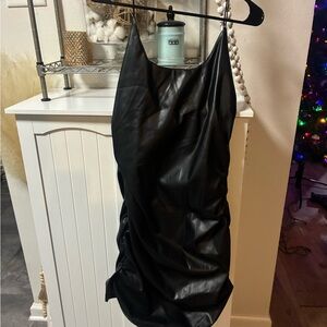 SHEIN Black Faux Leather mini dress.